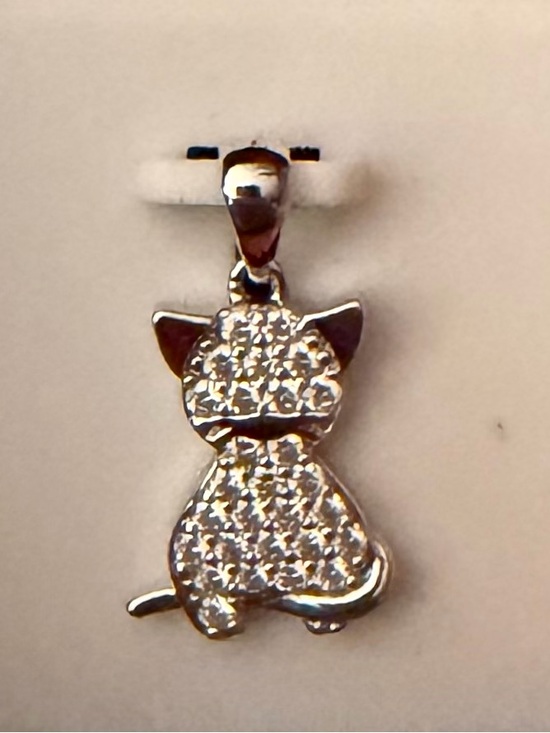 Jewelry - Sterling Silver .925 & Moissanite Kitty Cat Necklace Pendant